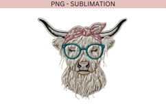 Highland Cow PNG | Boho Cow with Glasses Clipart | Cute Farm Product Image 2