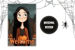 Cute Halloween Girl Garden Flag, Welcome Garden Flag Print Product Image 2