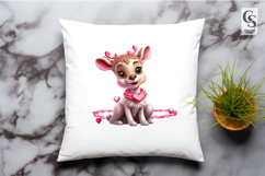 Cute Baby Deer Bow Sublimation Clipart PNG Product Image 2