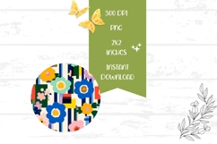 Floral Round Earrings Print, Pop Art Flowers Round Earrings Product Image 2