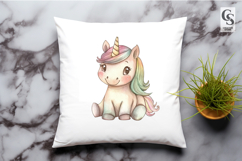 Watercolor Baby Unicorn Clipart PNG Product Image 2
