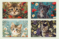 Kitten in Wildflowers Cutting Boards sublimation Design Product Image 2
