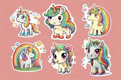 digital sticker set of 16 cute Unicorns stickers PNG Product Image 2