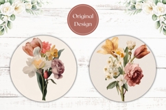 Floral Car Coaster Template, Vintage Flowers Coasters Design Product Image 2