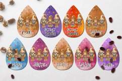 Coffee Gnome | 9 Teardrop earring Sublimation designs, PNG Product Image 2
