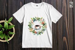 Coffee Cup Floral Wreath Clipart Sublimation PNG Product Image 2