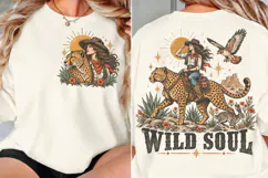 Wild Soul Front Back PNG, Cowgirl Cheetah Front Back Design, Product Image 2