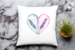 Watercolor Floral Lavender Heart Clipart Sublimation PNG Product Image 3