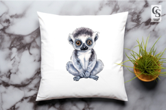 Watercolor Cute Lemur Clipart Sublimation PNG Product Image 2