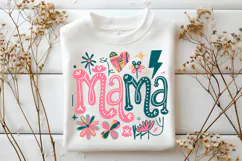 Retro Mama Png, Floral Mama PNG, Product Image 1