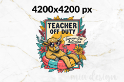 Teacher Off Duty PNG, Summer Era Highland Cow Sublimation Product Image 2