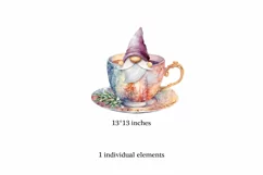 Watercolor Christmas gnome in tea mug, Gnome PNG Product Image 2