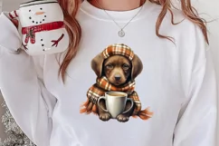 Christmas Dog And Coffee Clipart, Christmas Clipart Product Image 2