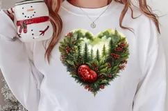 Christmas Hearts Watercolor Clipart, Christmas PNG Product Image 2