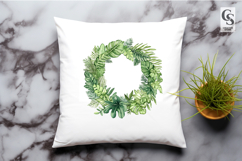 Watercolor Green Wreath Clipart Sublimation PNG Product Image 2