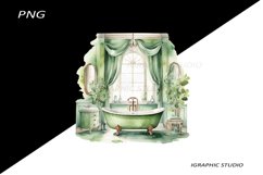 Vintage Bathroom Clipart, Product Image 1
