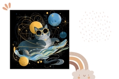 Funny Cat Pillow Case, Space Pillow Sublimation Product Image 2