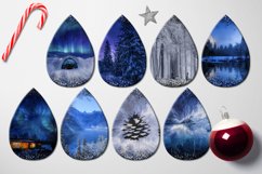 Winter forest | 8 Teardrop earring Sublimation designs, PNG Product Image 2