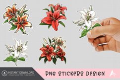 Lily Sticker Clipart,Botanical Lily Sticker Product Image 1