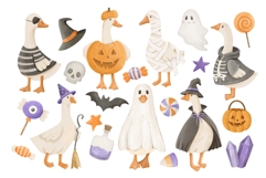 Watercolor Halloween Goose Clipart Set Product Image 2