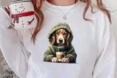 Christmas Dog And Coffee Clipart, Christmas Clipart Product Image 2