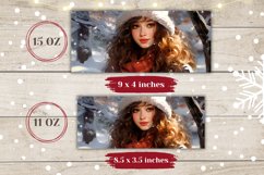 Winter Girl Mug Wrap Design, Christmas Girl Coffee Cup Product Image 2