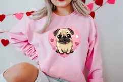 Sweet Pugs Valentine Clipart, Valentines PNG Product Image 2