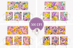 Cartoon Flowers Mug Designs, Pink Mug Sublimation PNG Product Image 2