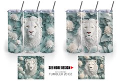 3D White Lion in the Bush| Tumbler Sublimation Wrap Product Image 3