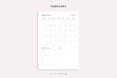 2027 Monthly Planner on One Page, Printable, A4/Letter Size Product Image 2