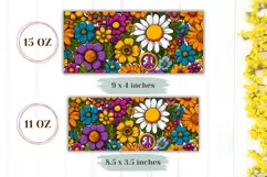 Hippie Mug Wrap, Floral Mug, Cartoon Flowers Mug Template Product Image 2