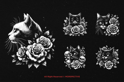 10 Bundle Dark Art Cat Floral Rose Kitten Meow Pet Skull Product Image 3