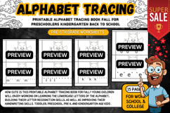 Printable Alphabet Tracing Book Fall Worksheet activities Product Image 2