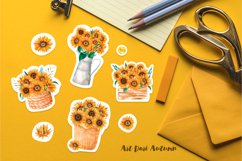 Sunflowers Stickers | Printable Watercolor flowers stickers Product Image 2