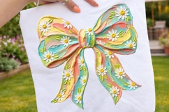 Summer Brushstroke Bow PNG, Floral Coquette Sublimation Product Image 2