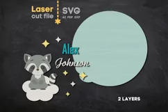 Raccoon Baby name sign SVG Laser cut file for Glowfor Product Image 2