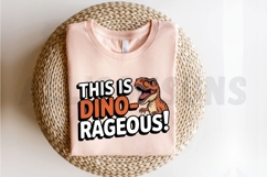 Cartoon Tyrannosaurus Rex With Dinorageous Text For Product Image 2