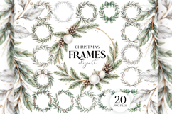 Silver Christmas Frames Clipart, 20 PNG Product Image 1