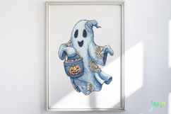 Retro Halloween Blue Denim Ghost Sublimation Clipart Product Image 5