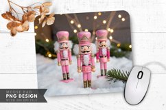 Festive Pink Nutcracker Trio Mouse Pad PNG Product Image 1