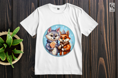 Cute Winter Fox And Raccoon Clipart Sublimation PNG Product Image 2