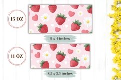 Cartoon Strawberry Mug, Pink Love Hearts Mug Sublimation Product Image 2