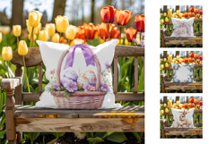 Watercolor Easter Bunny PNG, Easter Pillow Template Product Image 2