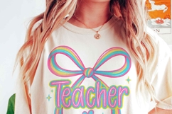 Preppy Teacher Pencil Bow Png | Coquette Back to School Png Product Image 2