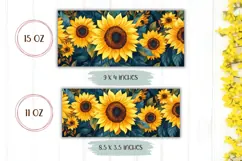 Cartoon Sunflowers Mug Wrap Design, Flowers PNG Product Image 2
