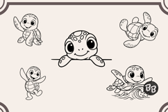 Cute Turtle SVG Bundle - Happy &amp; Funny Sea Turtle Cut Product Image 2