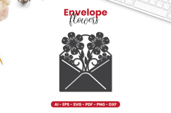 Envelope with Flowers Papercut - Envelope SVG File Product Image 1