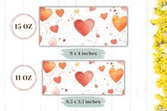 Watercolor Hearts Mug Wrap, Cartoon Hearts Mug Template Product Image 2
