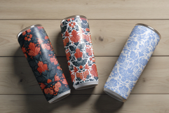 Decorative flowers Tumbler Wrap Design. 20 oz Skinny Tumbler Product Image 2