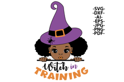 Witch In Training SVG Halloween Girl Clipart Afro Hair Product Image 2